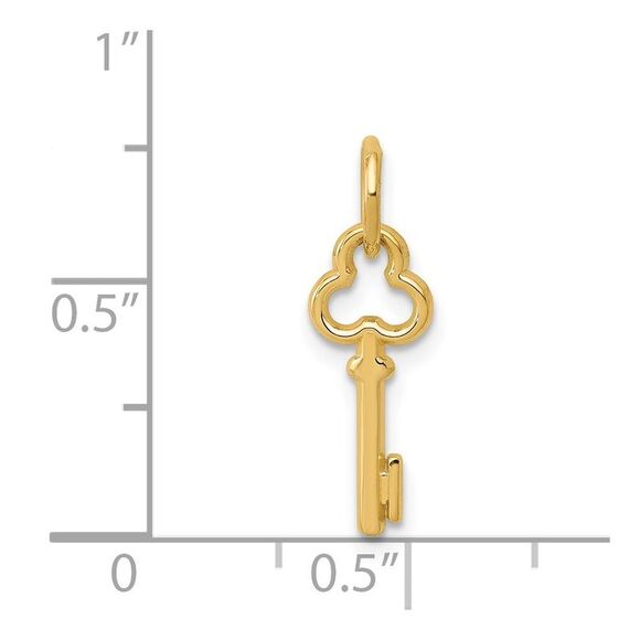 14k Yellow Gold, Hannah Collection, Mini Initial I Shamrock Key Charm - Picture 4 of 6
